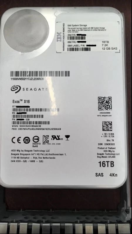 IBM 02YJ910 - 16 TB 7200 rpm 12 Gb SAS 3.5" HDD w/Tray