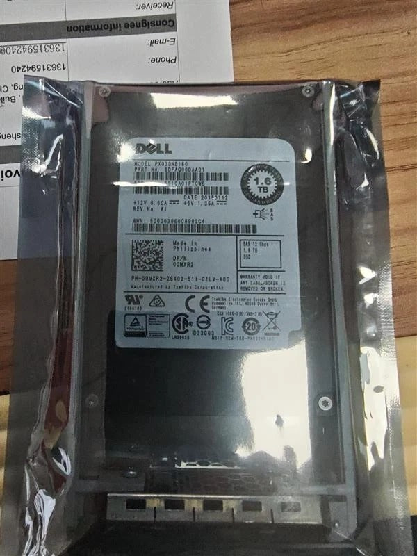 0MXR2 PX03SNB160 Dell 1.6TB 2.5" SAS SSD Drive w/Tray