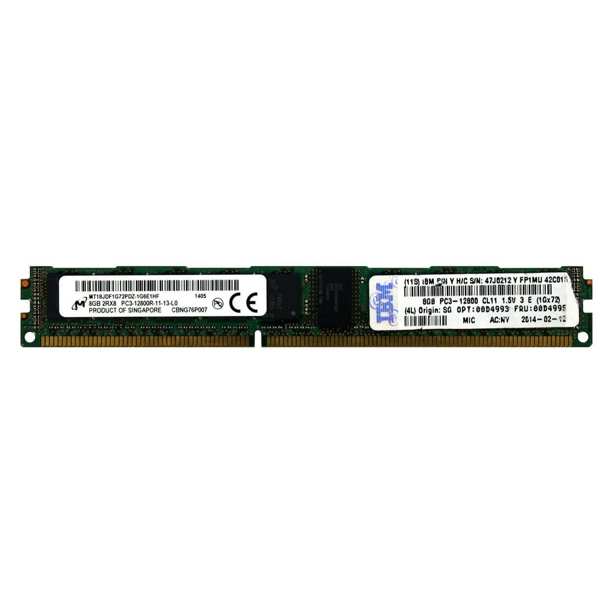 IBM 8GB 1X8GB PC3-12800 DdDR Ecc 1600MHz Vlp Rdimm 2×8 1.5v Cl11.